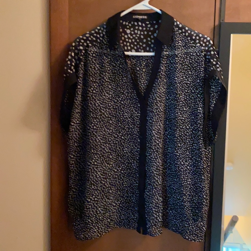 Express Lg Polka Dot Button Down
